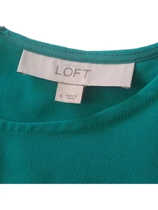 LOFT Sleeveless Sheath Colorblock Dress, Green/Black, size 6 - Picture 5 of 6